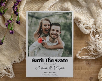 Guarde la fecha con plantilla de foto 5x7 Tarjeta imprimible DIY e invitación digital