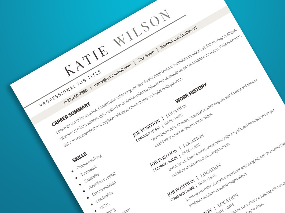 Modern and Professional Resume Template for Google Docs With - Etsy