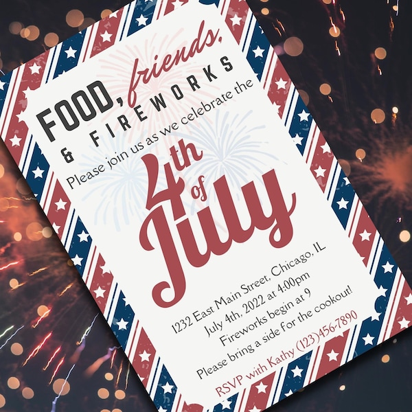 4th of July invitation template, printable 4th of July invite