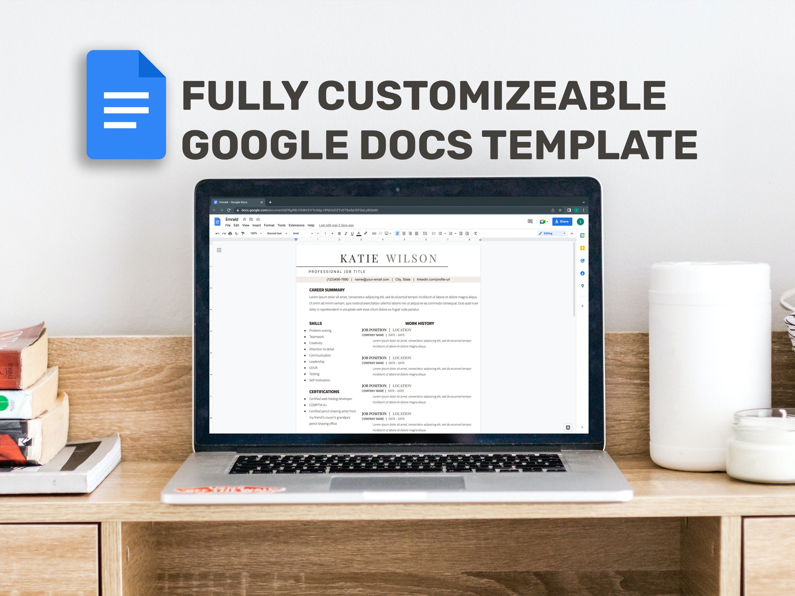 Modern and Professional Resume Template for Google Docs With - Etsy