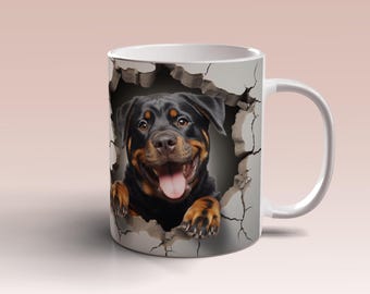 3D Rottweiler Mug Rottweiler Mug Wrap 11oz 15oz Mug Template Mug Sublimation Design Dog Breed Mug Wrap Template Instant Digital Download PNG