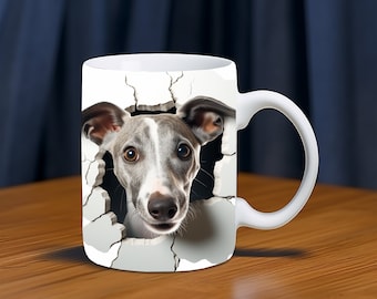 3D Greyhound Mug Wrap, 11oz&15oz Mug Template, Greyhound Mug Sublimation Design, Baby Dog Mug Wrap Template, Instant Digital DownloadPNG0126