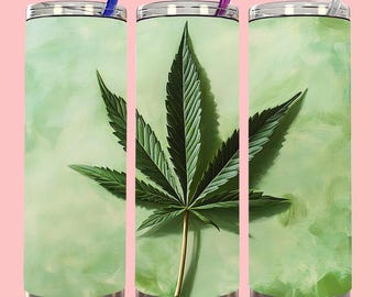 Marijuana Leaf 20 oz Skinny Tumbler Sublimation Design Marijuana Leaf Cannabis Straight Tapered Tumbler Wrap Instant Digital Download PNG