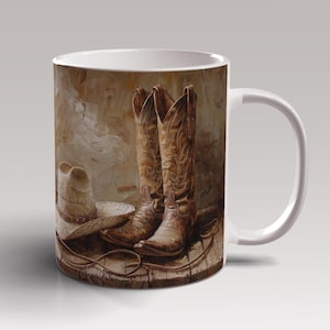Cowboy Hat And Boots Mug Wrap 11oz 15oz Mug Template Mug Sublimation Template Cowboy  Mug Wrap Template Instant Digital Download PNG