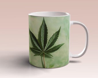 Marijuana Leaf Mug Wrap 11oz Mug 15 oz Mug Template Mug Sublimation Design Marijuana Leaf Mug Wrap Template Instant Digital Download PNG