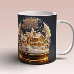 3D Christmas Snow Globe Mug Wrap 11oz 15oz Mug Template 3D Christmas Snow Globe Sublimation Template Snow Globe Instant Digital Download PNG