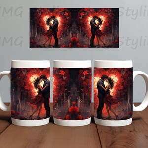 Valentines Day Mug Wrap, 11oz&15oz Mug Template, Red Heart Couple Mug Sublimation Design, Mug Wrap Template, Instant Digital Download 0157