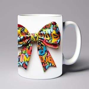 Coquette Colorful Tied Ribbon Mug Wrap 11oz 15oz Mug Template Mug Sublimation Design Coquette Mug Template Instant Digital Download PNG