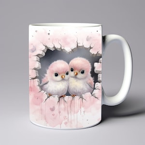 Watercolor Love Birds Mug Birds Love Mug Wrap 11oz 15oz Mug Template Mug Sublimation Design Mug Wrap Template Instant Digital Download PNG
