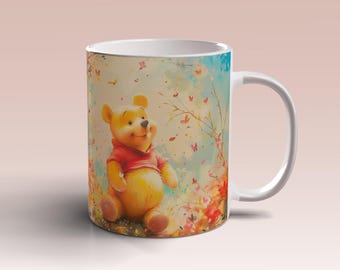Watercolor Winnie Mug Wrap The Pooh 11oz 15oz Mug Template Mug Template Design Winnie Mug Sublimation The Pooh Instant Digital Download PNG