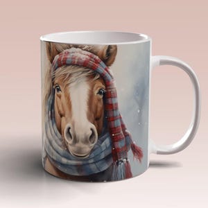 3D Horse Christmas Mug Wrap 11oz 15oz Mug Template Winter Mug Sublimation Design Horse Winter Mug Wrap Template Instant Digital Download PNG