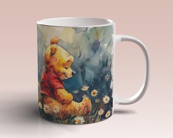Watercolor Winnie Mug Wrap The Pooh 11oz 15oz Mug Template Mug Sublimation Design Winnie Mug Template The Pooh Instant Digital Download PNG