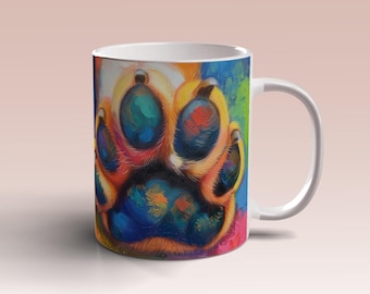 Kolorowy kubek z łapą psa 11oz 15oz Szablon kubka Kubek sublimacyjny Projekt Zwierzęta Łapa Kubek Owijka Pet Mama Szablon Natychmiastowe cyfrowe pobieranie PNG