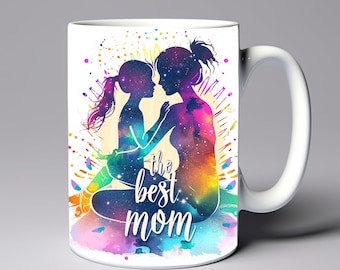 Glitter The Best Mom Mug Wrap 11oz 15oz Mug Template Mug Sublimation Design Best Mom for Gift Mug Wrap Template Instant Digital Download PNG