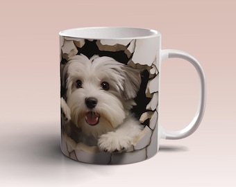 3D Havanese Mug Wrap 11oz 15oz Mug Template Havanese Mug Sublimation Design Dog Mug Wrap Animal Mug Template Instant Digital Download PNG