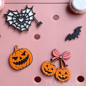 Spooky Season Halloween Bogg Bag Charm,Jack O Lantern Bogg Charm,Halloween Themed Bogg Bag Button Charm,Bat Spider Web Pumpkin BoggBag Charm