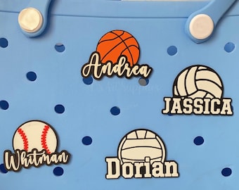 Personalized Sports Theme Name Bogg Charm,Sports Ball Bogg Bag Charms,Sports Player Name Plate Bogg Charm,Bogg Bag Button Charm,Bogg Bag Bit