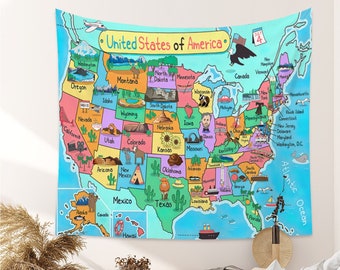 United States Map Tapestry - Etsy