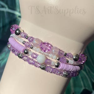 Purple Crystal Stack Bracelet for Lilac Purple Tumbler, Aster Purple Tumbler Bracelet,Lavender Tumbler Stack Bracelet,Tumbler Boot Bracelets