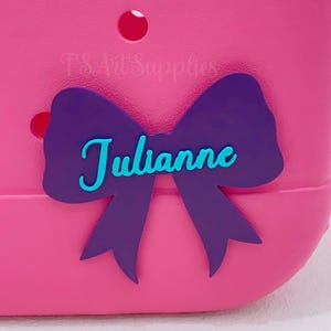 Bow Bogg Bag Charm with Your Name,Personalized Coquette Bag Charm,Custom Name Bow Bogg Bag Charm,Bogg Bag Accessories,Bogg Bag Name Plate