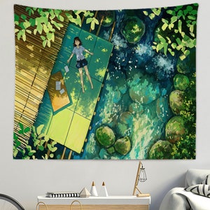 Girl Wall Tapestry,Anime Wall Tapestry,Wall Hanging Cloth,Watercolor Tapestry,Abovebed Decor ,Background Cloth,Wall Art,Housewarming Gift