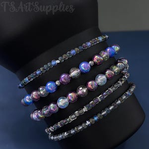Gorgeous Crystal Bead Tumbler Stacked Bracelet,Black Chroma Quencher Flowstate Tumbler Bracelet,Tumbler Accessories,Stacked Bracelet Charm