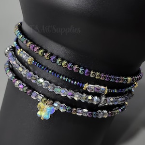 Tumbler Bracelet Stack Kits,Bracelets for Tumbler Cups,Purple & Black Tumbler Cup Stack Bracelet,Chroma Bracelets,Chroma Tumbler Accessories