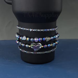 Black Chroma Tumbler Stack Bracelet,Chroma Tumbler Accessories,Quencher Flowstate Tumbler Bracelet,Colorful laser Bead Bracelets for Tumbler
