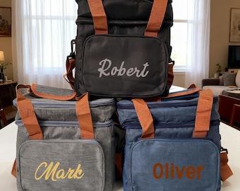 Personalised Name Cooler Bag,Lunch Bag with Multi-functional Pockets,Custom Name Printed Cooler Tote,Insulated Cooler Tote,Best Man Gift