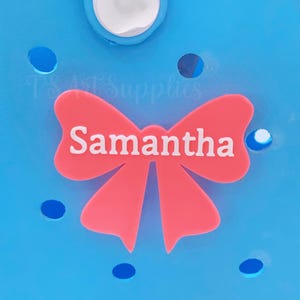 Bow with Name Bogg Bag Charm,Coquette EVA Bag Charm,Custom Name Bow Bogg Bag Charm,Bogg Bag Accessories,Gift for Her,Bogg Bag Name Plate