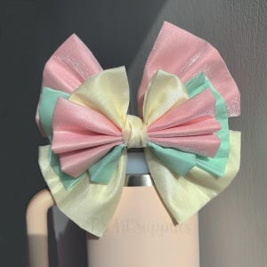 Colorful Bling Gauze Tumbler Straw Topper Bow ,Pink Yellow Green Straw Topper Bow,Topper Bow Coquette Accessory,Pomelo,Butter Cabana Gloss