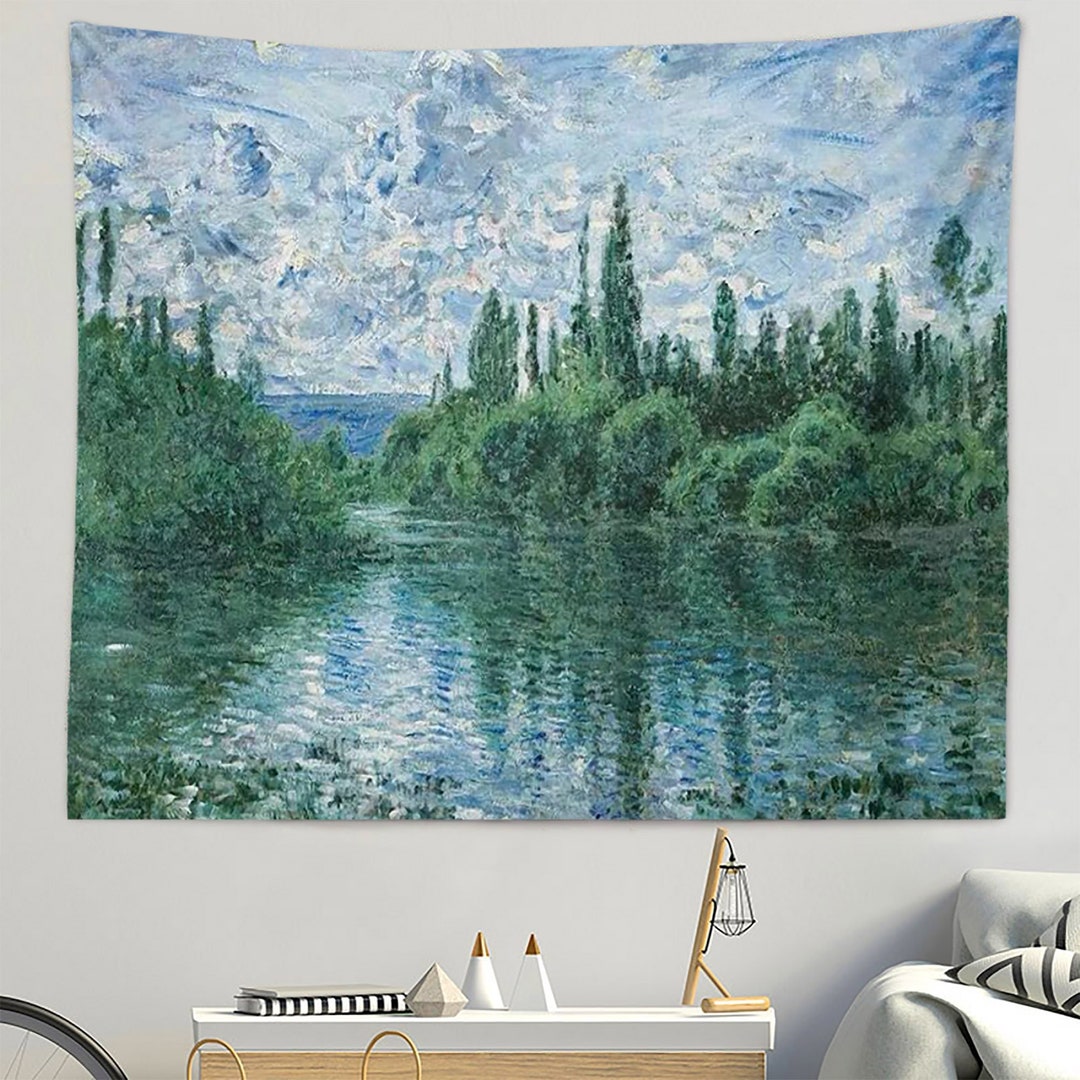 Landscape Oil Painting Tapestry,blue Sky Tapestry,tapestry Aesthetry,wall Decor Art,college Drom
