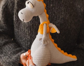 Crochet dinosaur toy, dragon toddler soft toy, crochet baby dragon, amigurumi dinosaur, dragon plushie, crochet stuffed dragon amigurumi