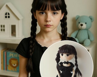 Gothic amigurumi doll, creepy spooky doll, handmade doll, gothic plush doll, handmade plush toys, creepy cute plush, crochet spooky doll