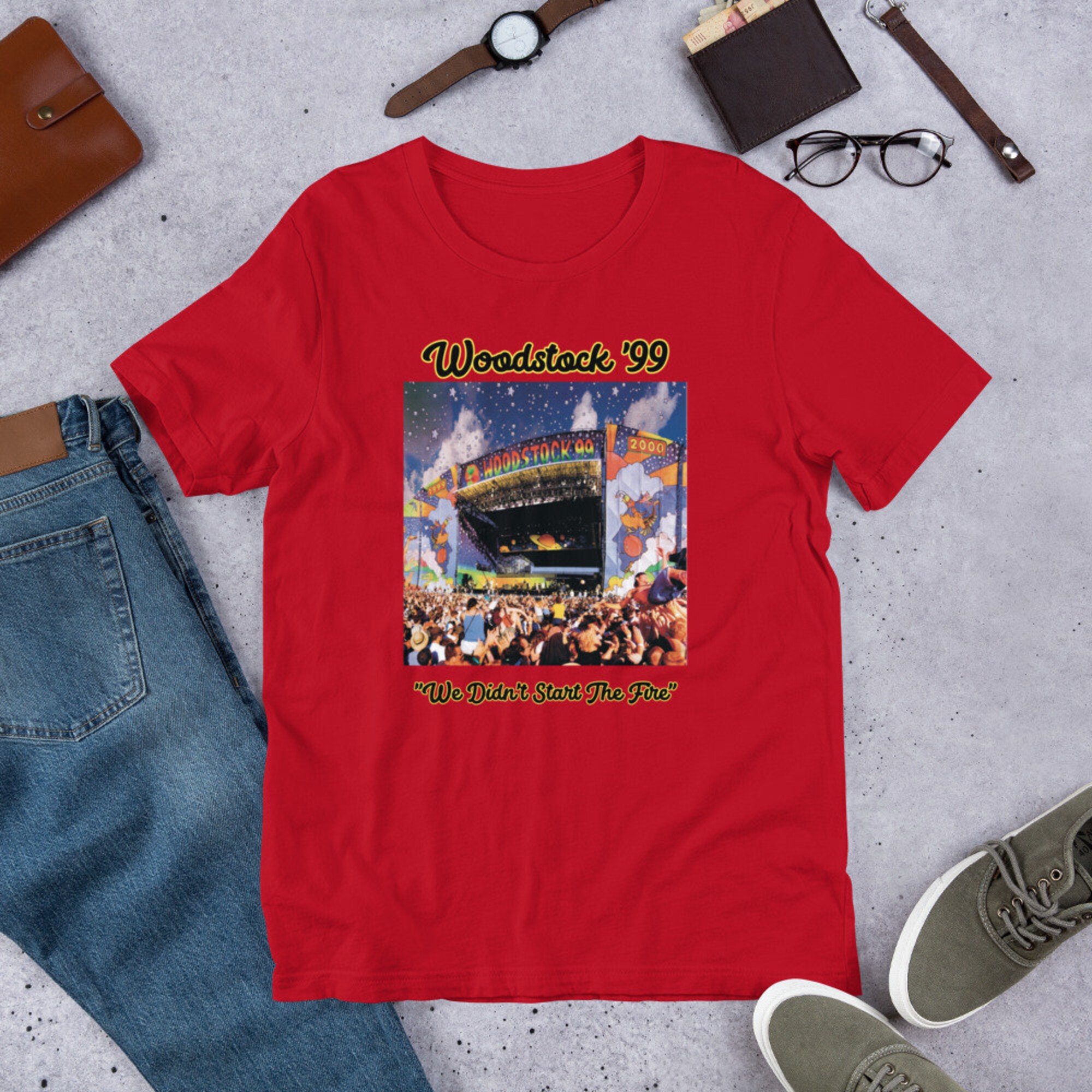 Discover Woodstock '99 - We Didn't Start The Fire - Festival T-Shirt - Fun Retro - Historical -