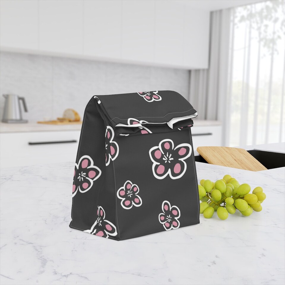 Flowers pattern. Polyester Lunch Bag