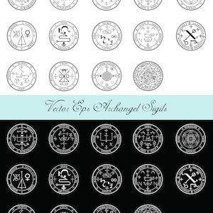 Arcangelo Sigilli Vettore Scarica EPS e SVG 14 Sigilli Angelici Sigilli Chiave di Salomone Grimorio di Armadel CAD Artigianato Clipart Illustrazione