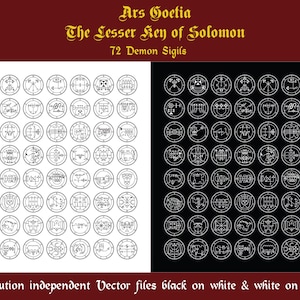 Vector Download EPS 72 Demon Sigils Seals Lesser Key of Solomon Grand Grimoire Ars Goetia CAD Crafts Clipart Gravure illustratie