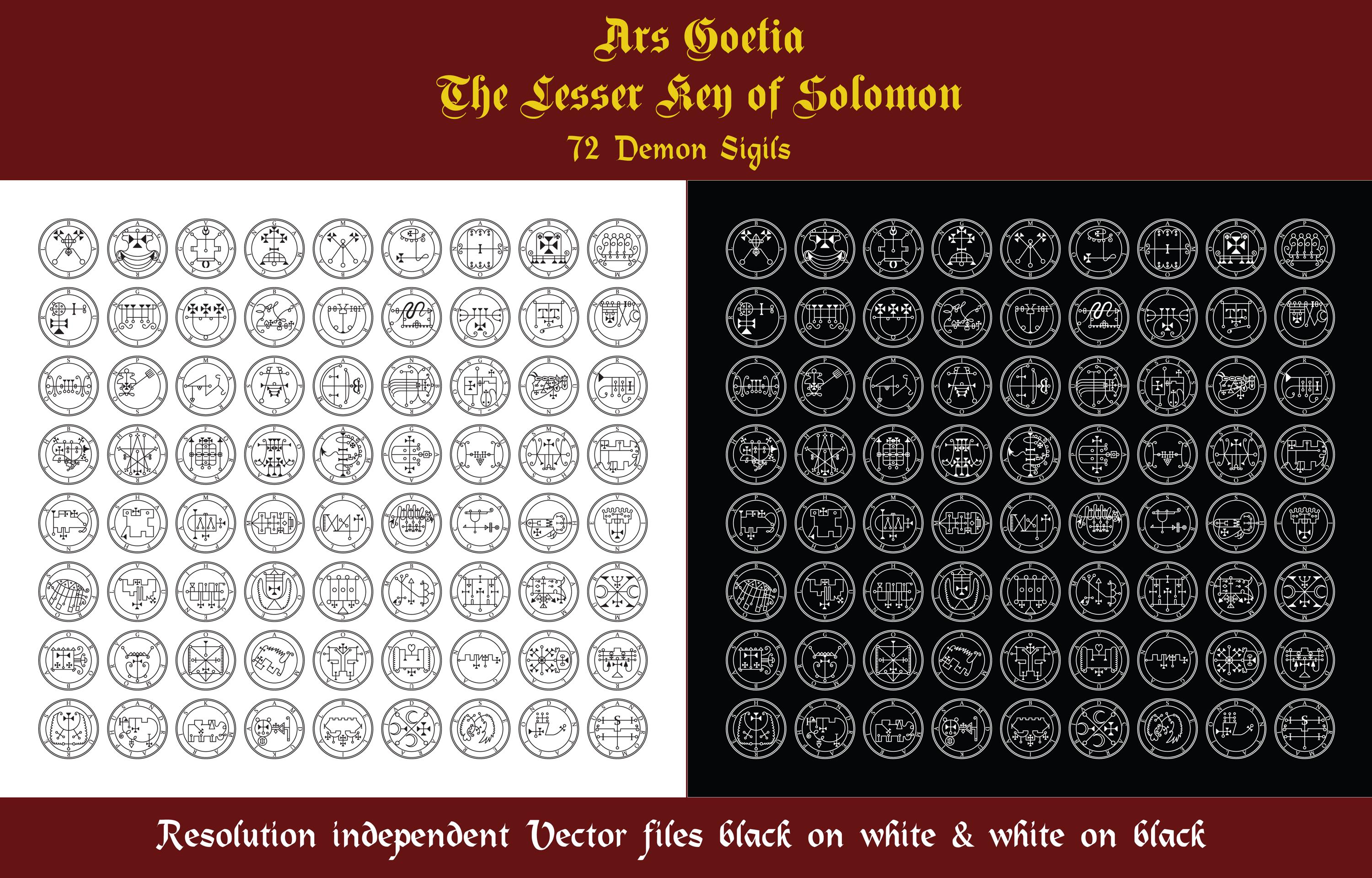 Vector Download EPS 72 Demon Sigils Seals Lesser Key of Solomon