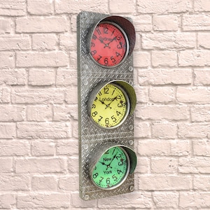 1m Industrial Iron Plated Traffic Light Clock