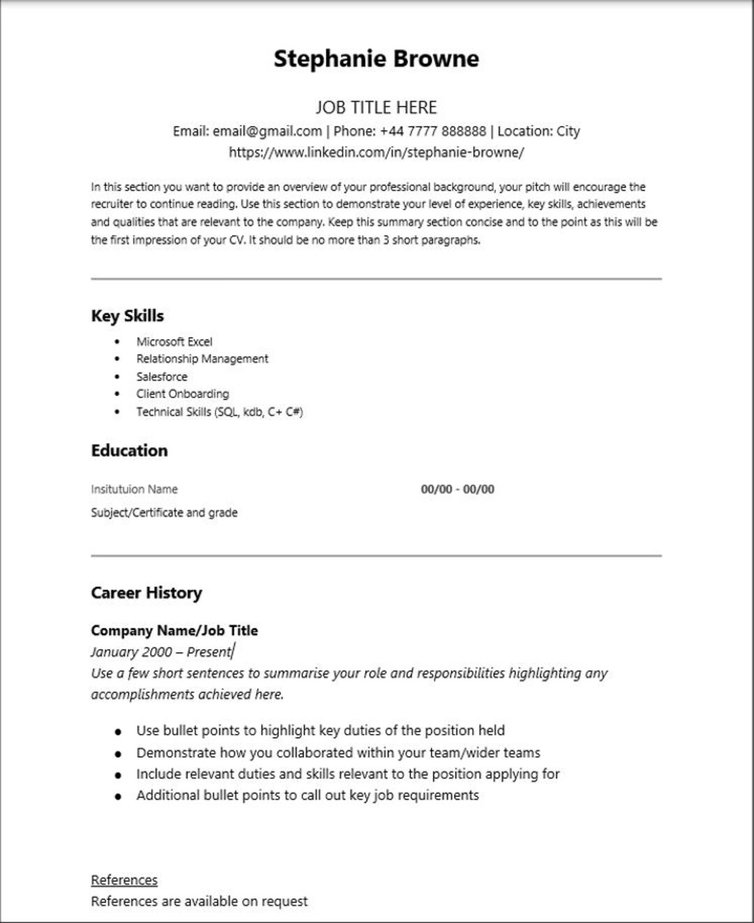 CV Template Including a Step by Step of Guide of What to Include - Etsy