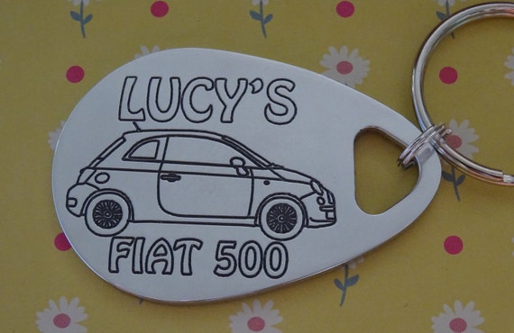 Fiat 500 personalised keyring sale