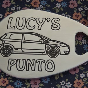 Personalised FIAT PUNTO 3 door car keyring 2006-09 model any NAME engraved custom made to order unique personalised gift