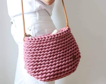 Einzigartige Umhängetasche mit Lederband, Tuch für elegante Frauen, Handgewebter Schulterkorb für jeden Tag, Freundschaftsgeschenk.
