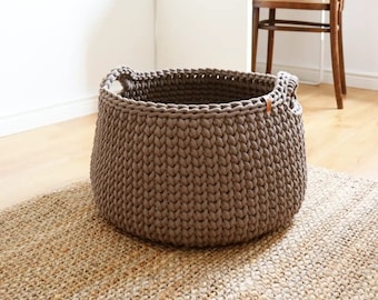 Big Size Bohemian Basket for Blankets, Rope Woven floor Storage, Perfect For Throw Pillows and More, Living Room or Bedroom  Organizer.