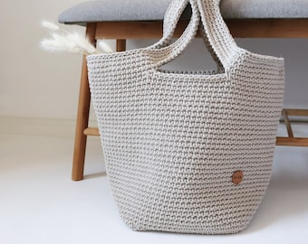 Oversize Crocheted Cotton Tote Bag: Scandinavian Style Weekender