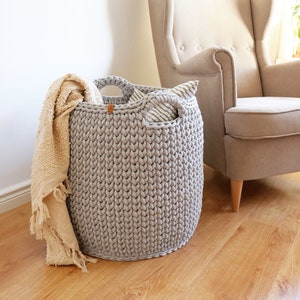 Extra large blanket basket for nursery or living room, Large box for storing pillows, Woven cotton rope laundry hamper, Durable home accent.