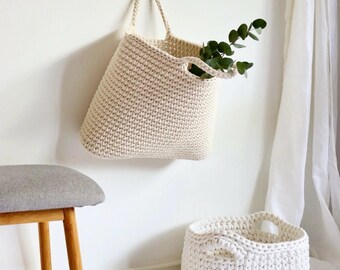 Extra Large Hanging Wall Basket for Entryway & Nursery Organizer, Space Saving Woven Organizer