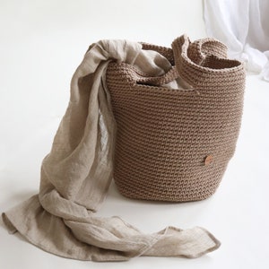 Large Crocheted Cotton Shopper: Minimalist Beach Basket