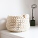 Large Cream Woven Basket, Storage Bin for Room Clothes, Modern Laundry Hamper With Handles ...